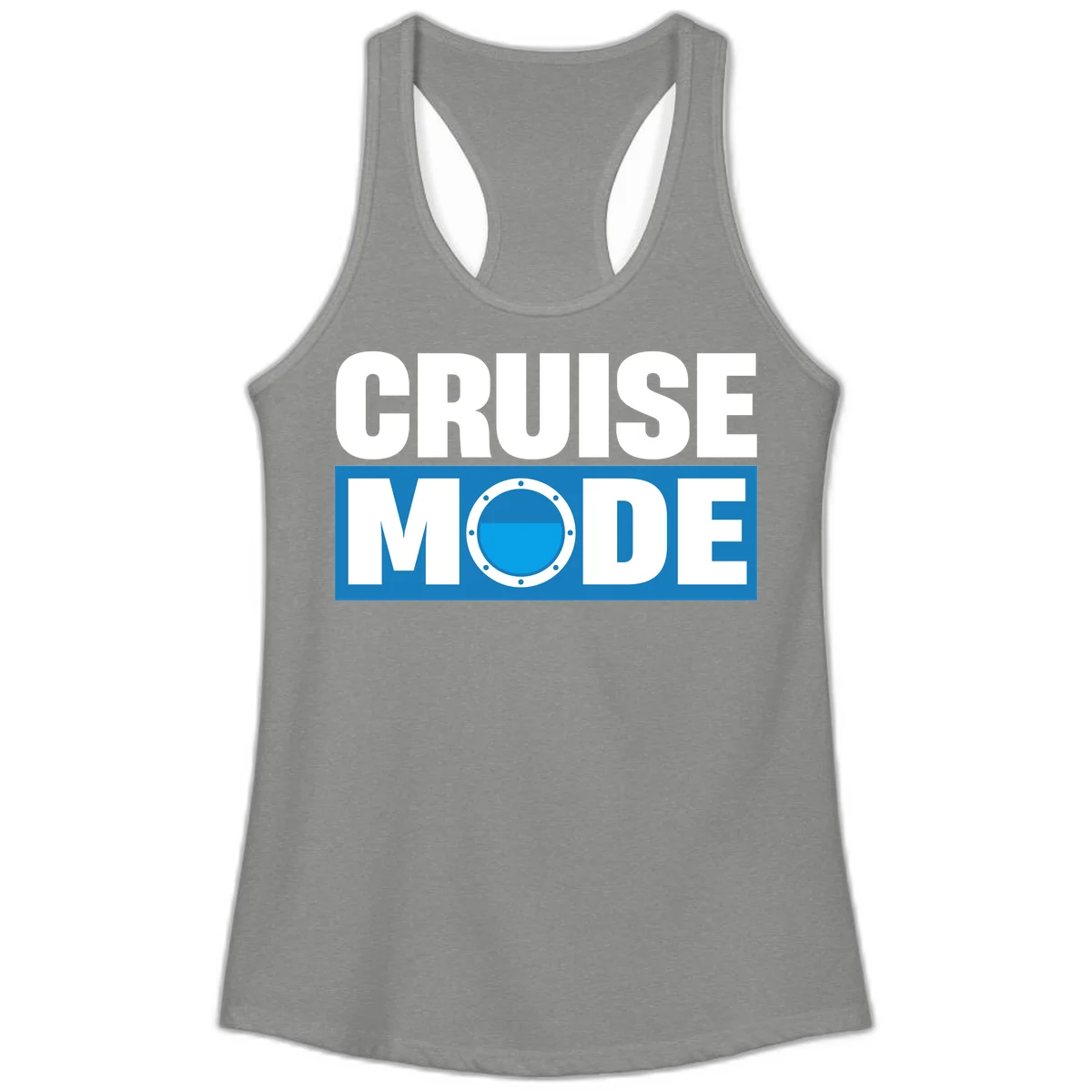Cruise Mode Porthole Ladies Tank in Heather Grey