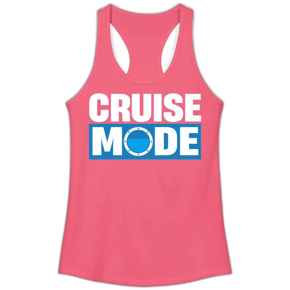 Cruise Mode Porthole Ladies Tank in Hot Pink