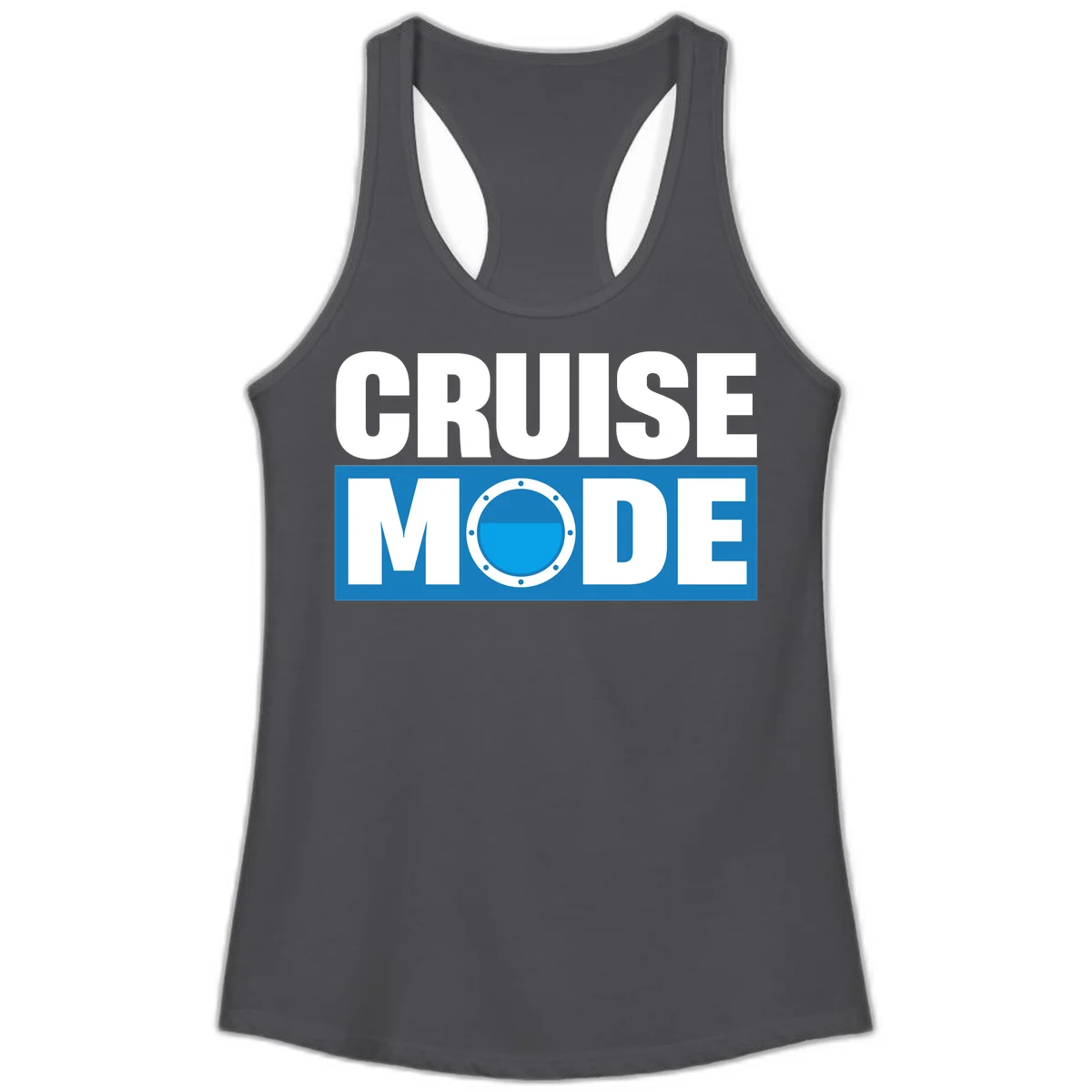Cruise Mode Porthole Ladies Tank in Solid Dark Gray