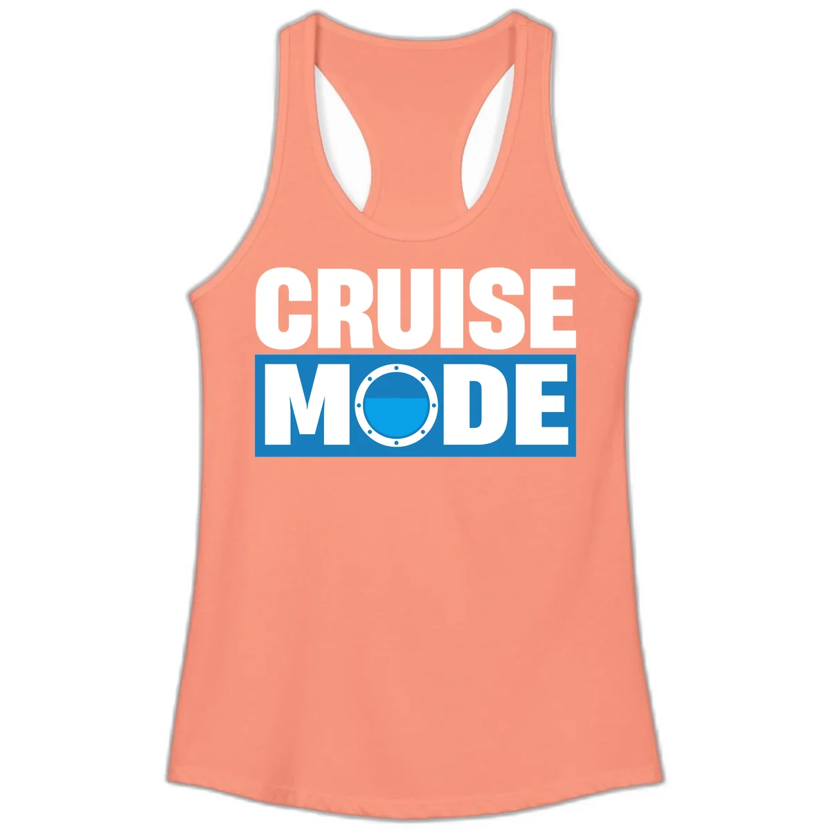 Cruise Mode Porthole Ladies Tank in Solid Light Orange