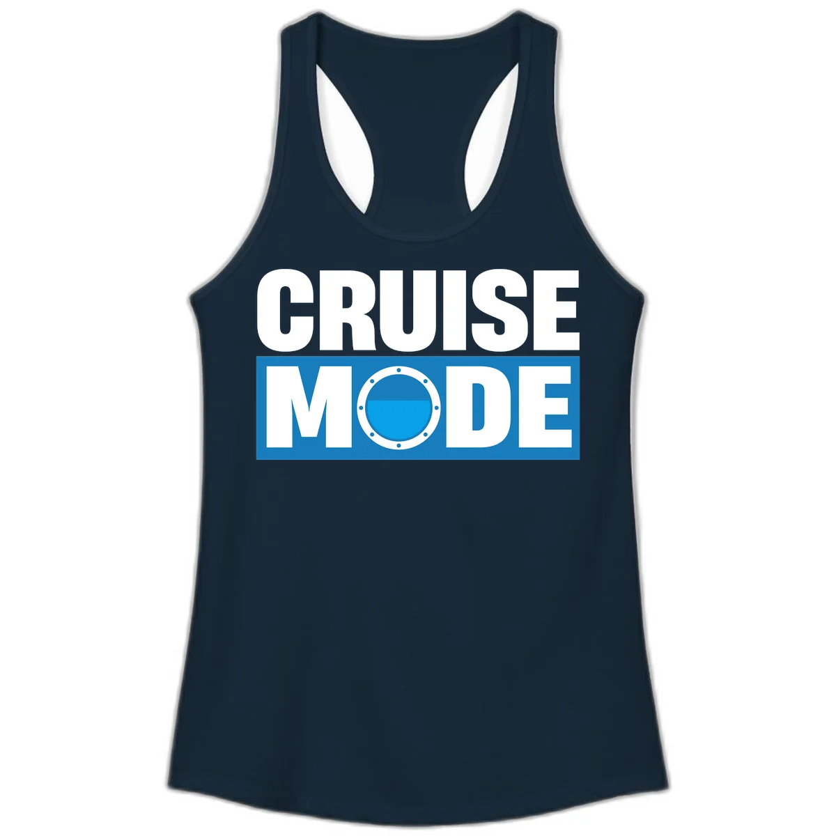 Cruise Mode Porthole Ladies Tank in Solid Midnight Navy