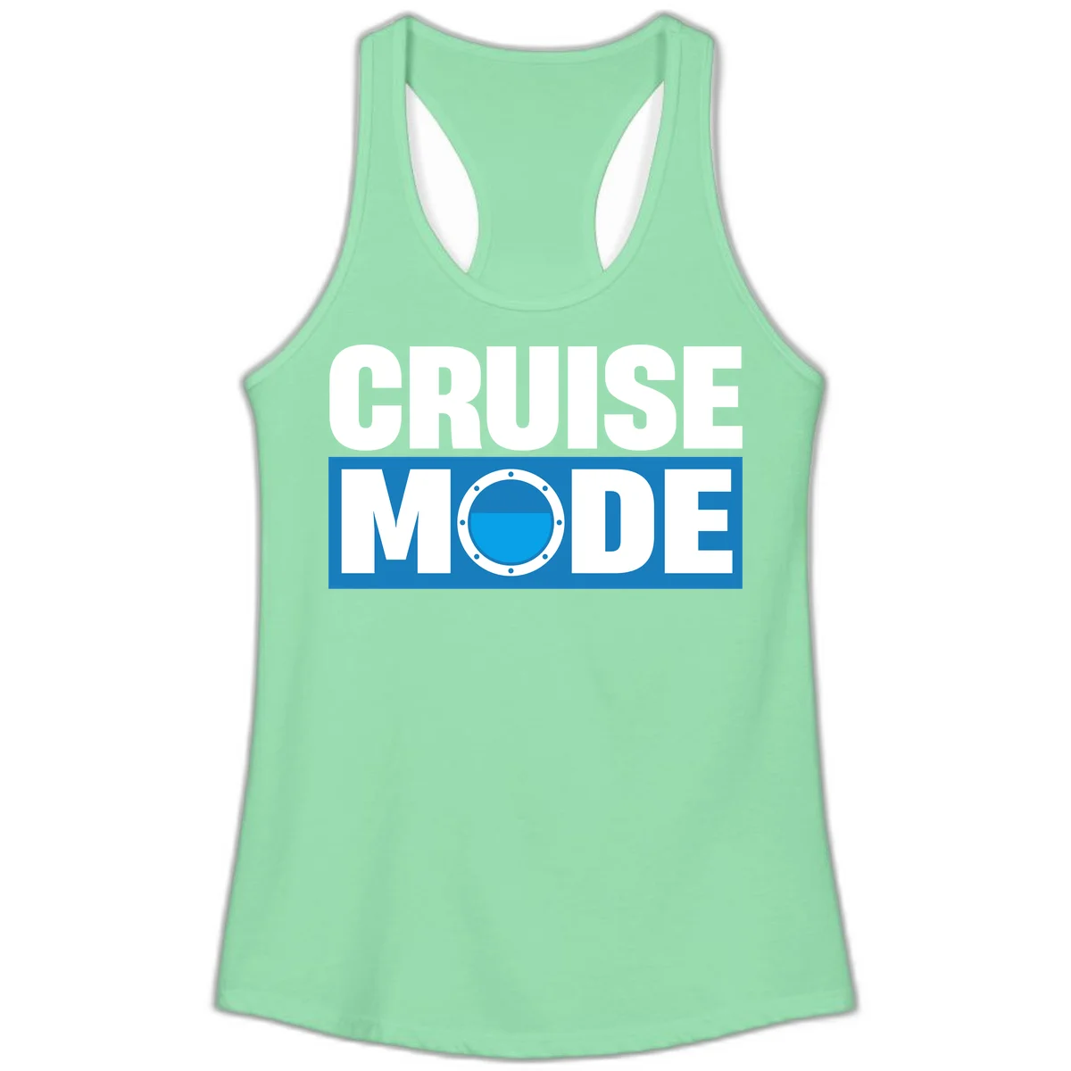 Cruise Mode Porthole Ladies Tank in Solid Mint