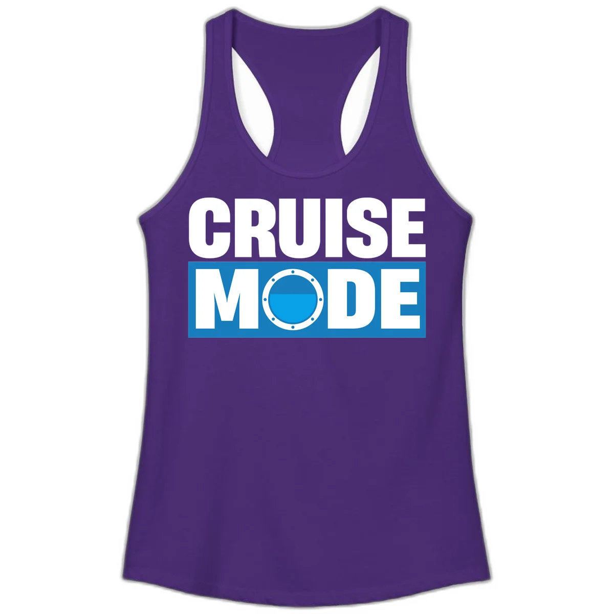 Cruise Mode Porthole Ladies Tank in Solid Purple Rush