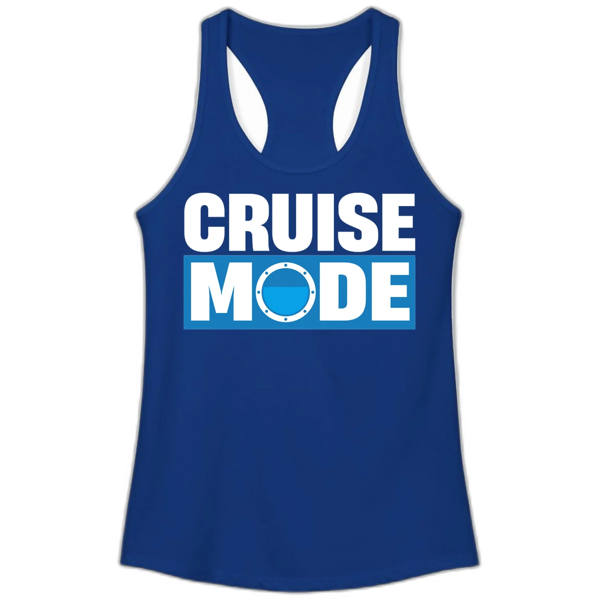 Cruise Mode Porthole Ladies Tank in Solid Royal