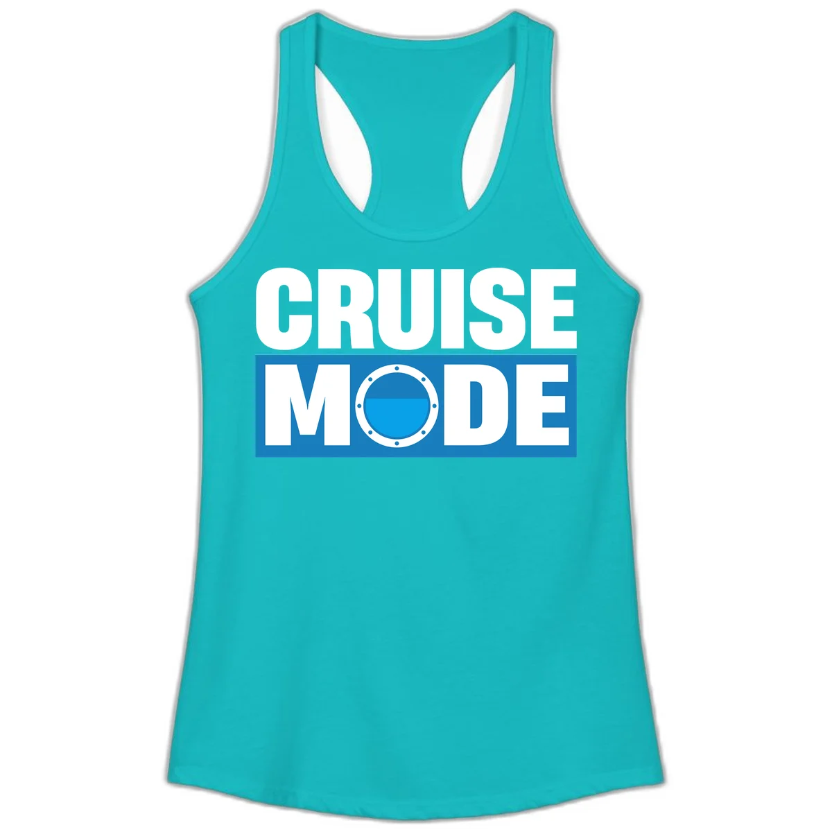 Cruise Mode Porthole Ladies Tank in Tahiti Blue
