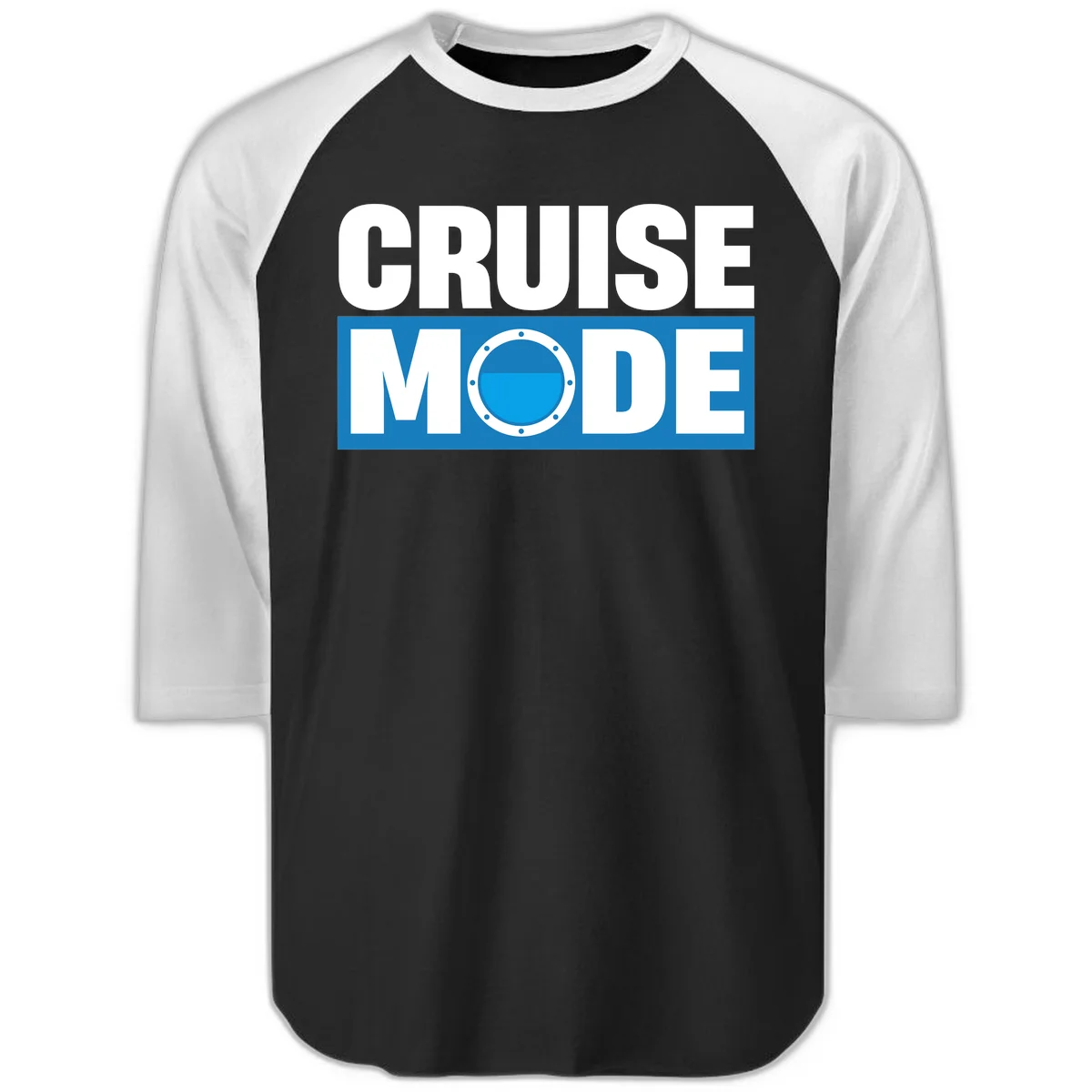 Cruise Mode Porthole Raglan 3/4 in Black White