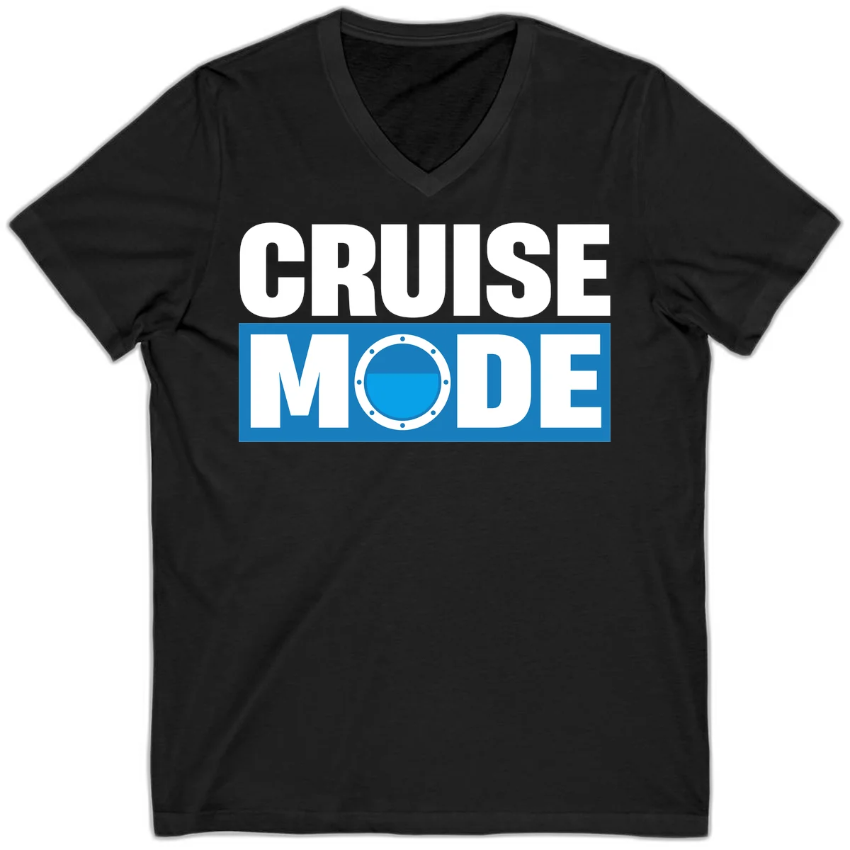 Cruise Mode Porthole V-Neck in Black