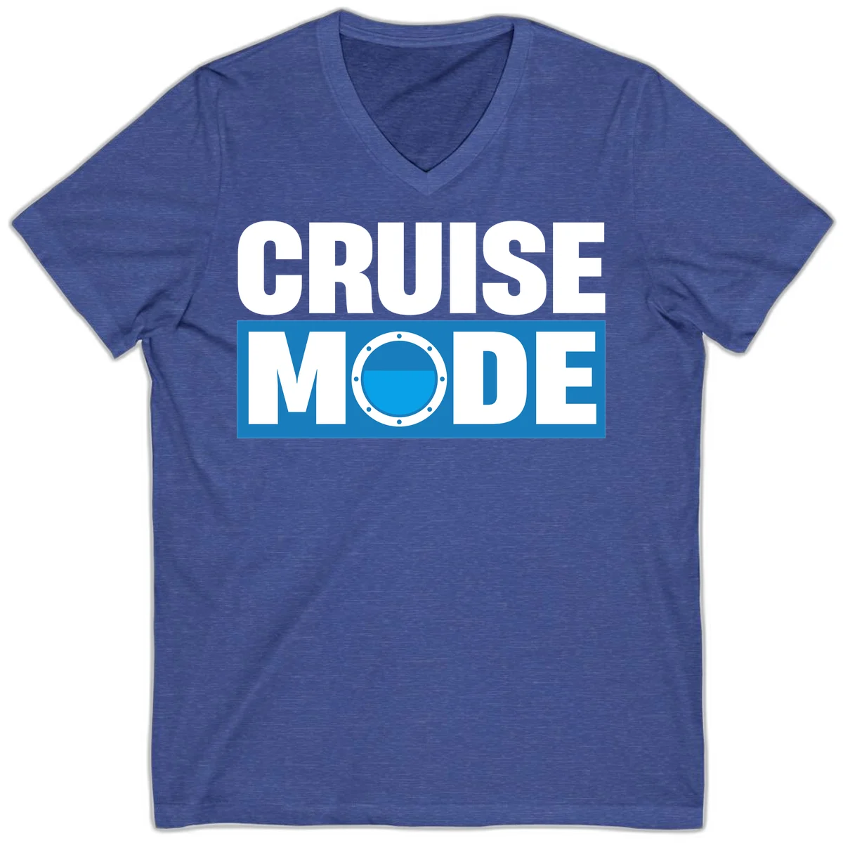 Cruise Mode Porthole V-Neck in Heather True Royal