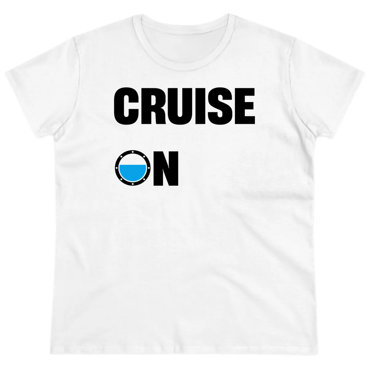 Cruise On Porthole Ladies Tee in White