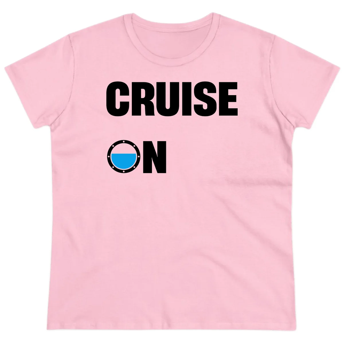 Cruise On Porthole Ladies Tee in Light Pink