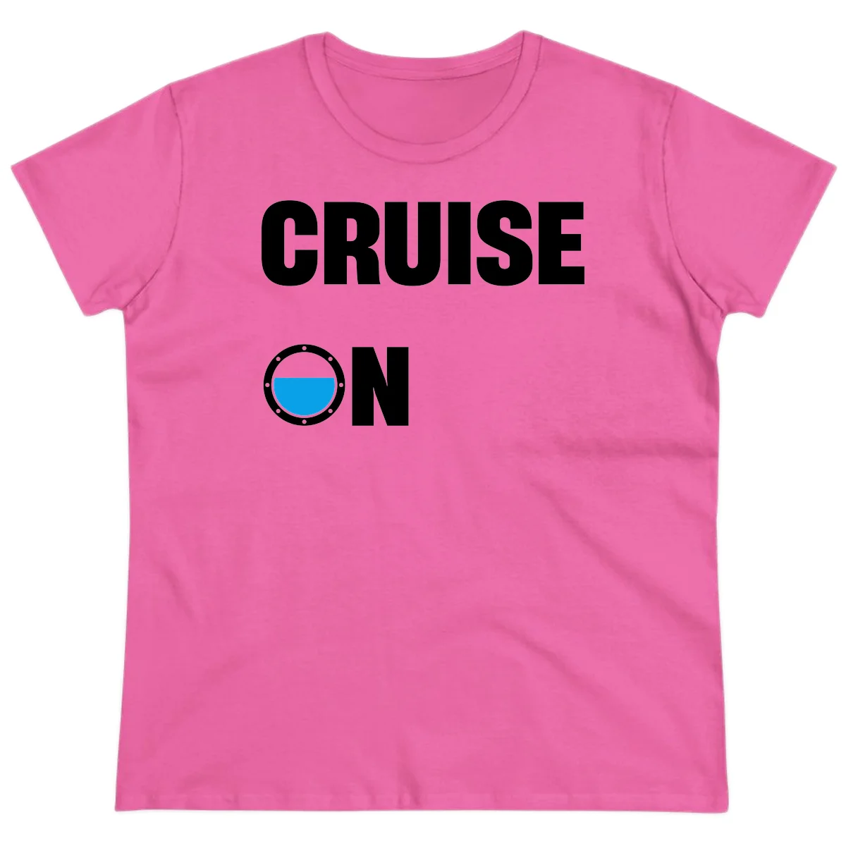 Cruise On Porthole Ladies Tee in Azalea