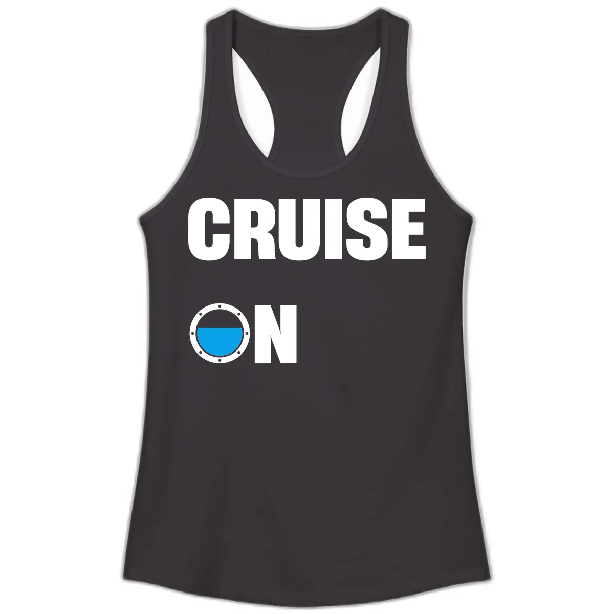Cruise On Porthole Ladies Tank in Black