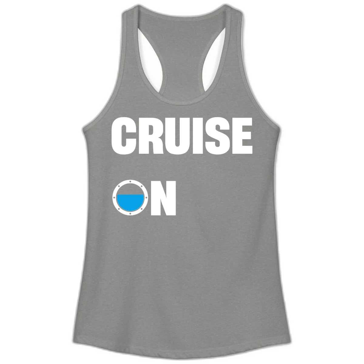 Cruise On Porthole Ladies Tank in Heather Grey