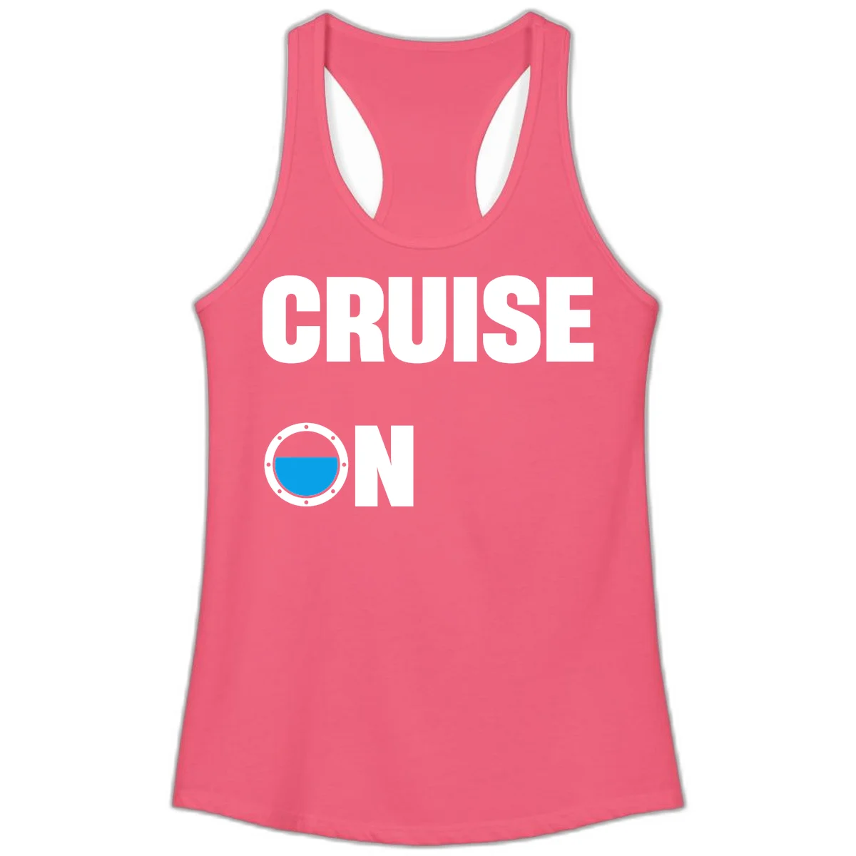Cruise On Porthole Ladies Tank in Hot Pink