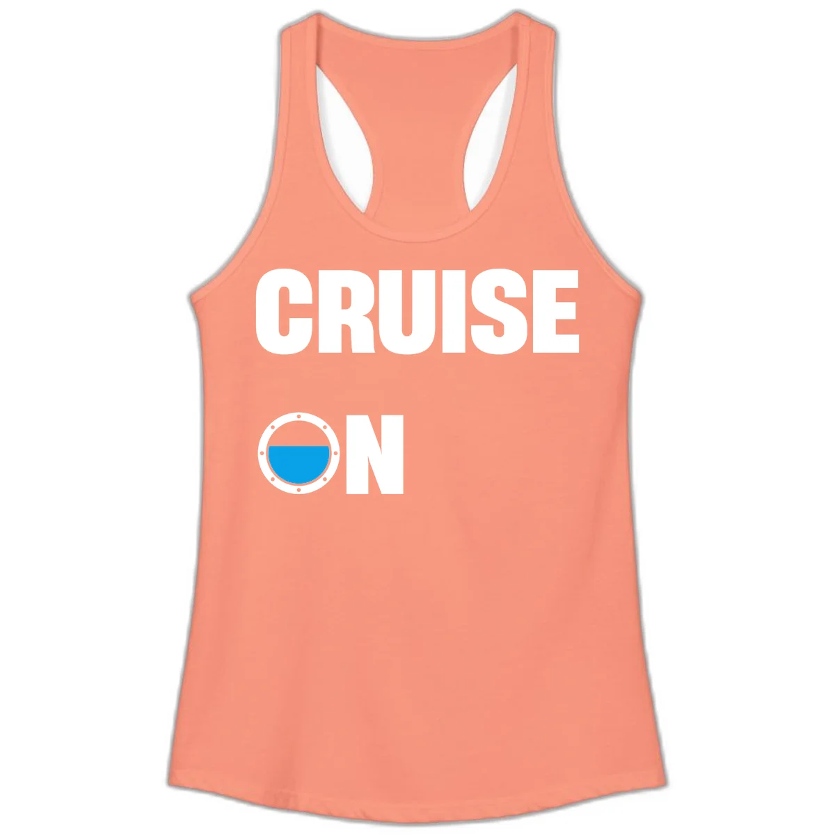 Cruise On Porthole Ladies Tank in Solid Light Orange