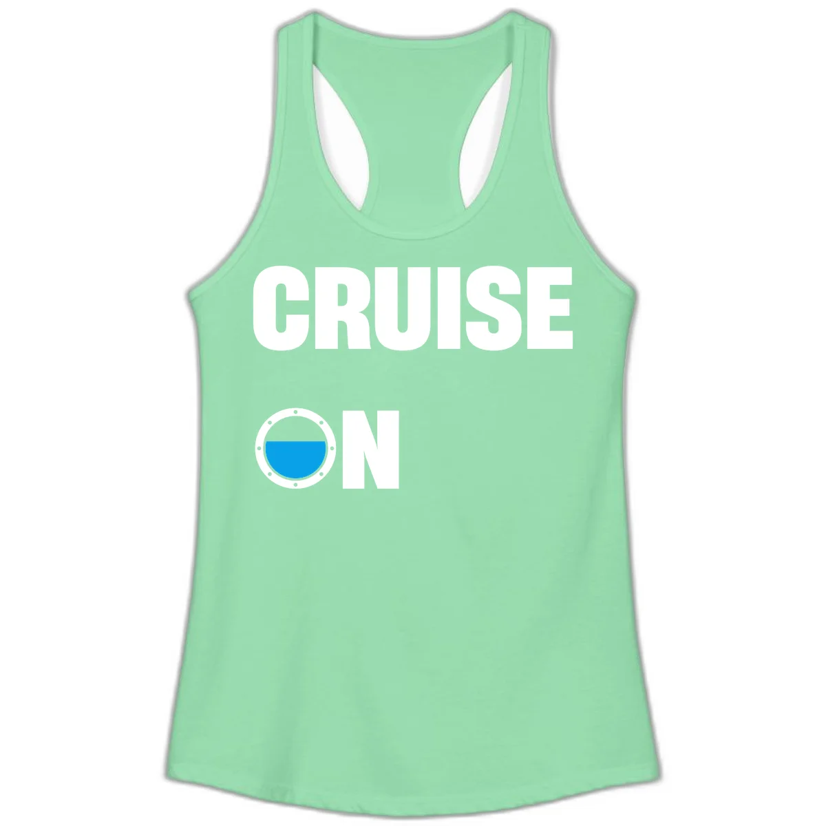 Cruise On Porthole Ladies Tank in Solid Mint