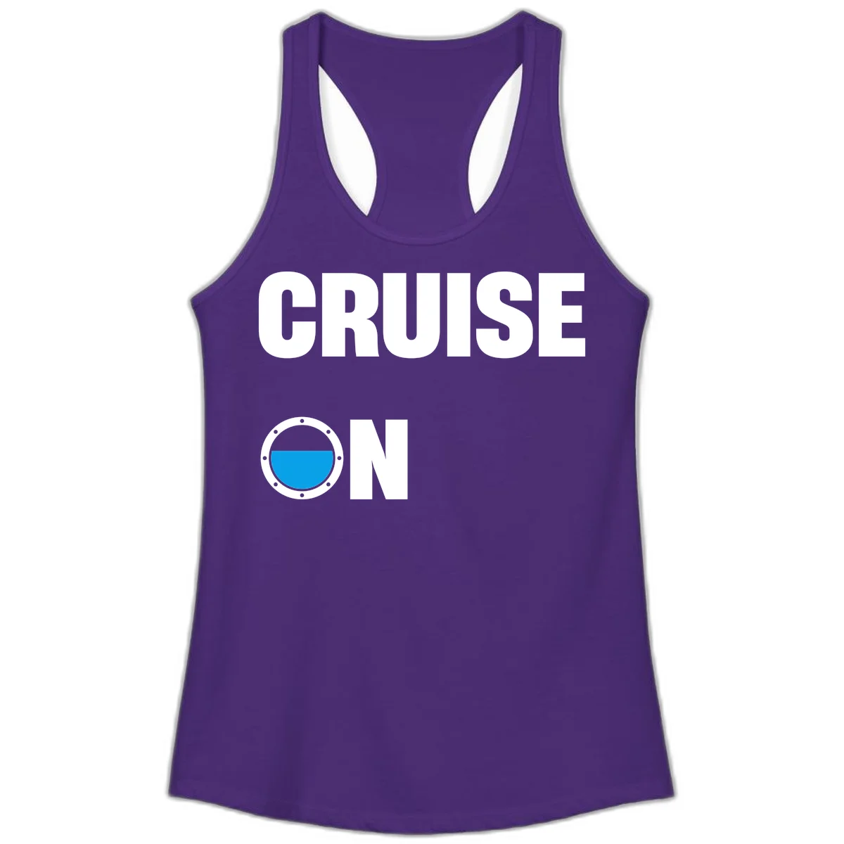 Cruise On Porthole Ladies Tank in Solid Purple Rush