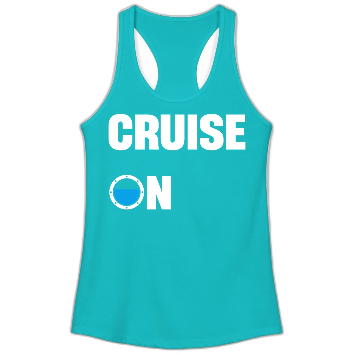 Cruise On Porthole Ladies Tank in Tahiti Blue