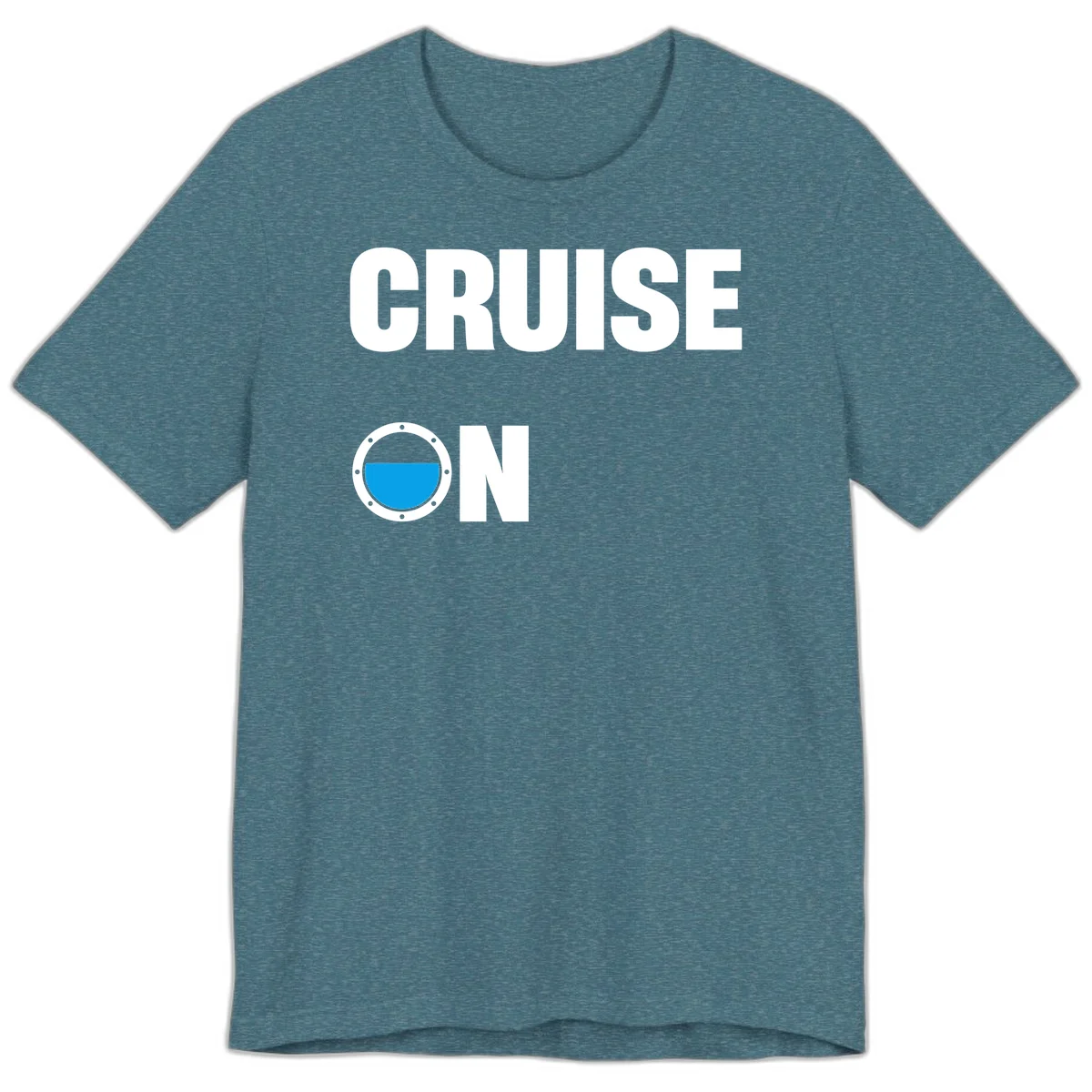 Cruise On Porthole Premium T-Shirt in Heather Deep Teal