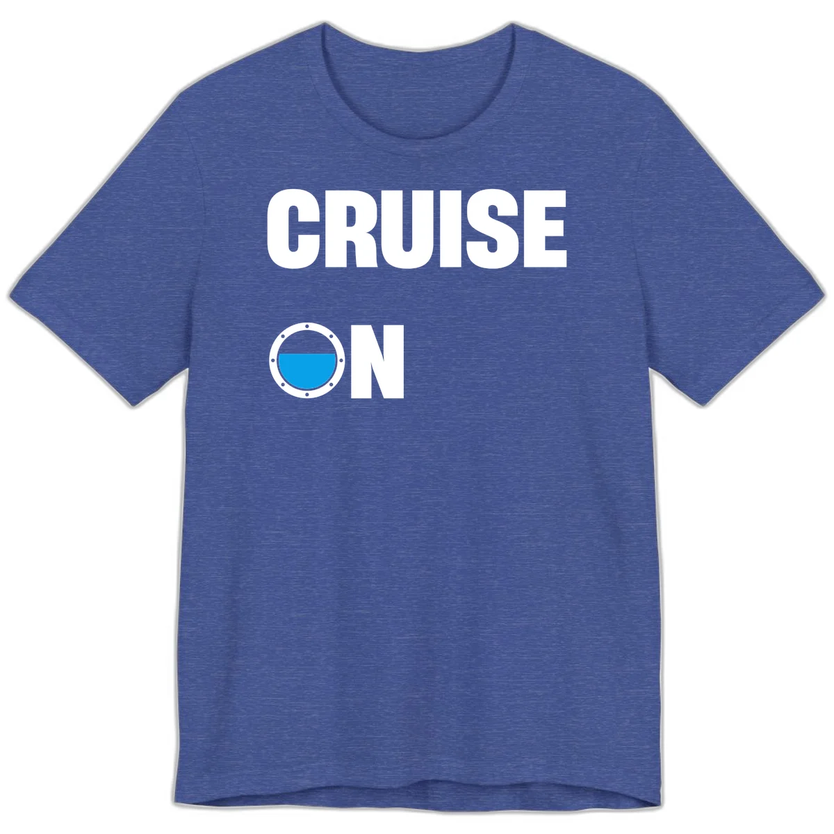Cruise On Porthole Premium T-Shirt in Heather True Royal