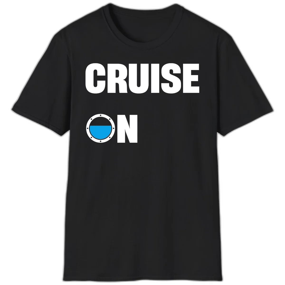 Cruise On Porthole T-Shirt in Black