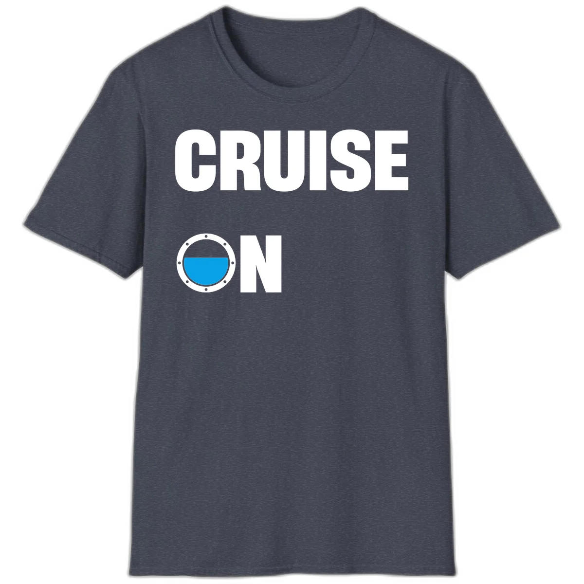 Cruise On Porthole T-Shirt in Heather Navy