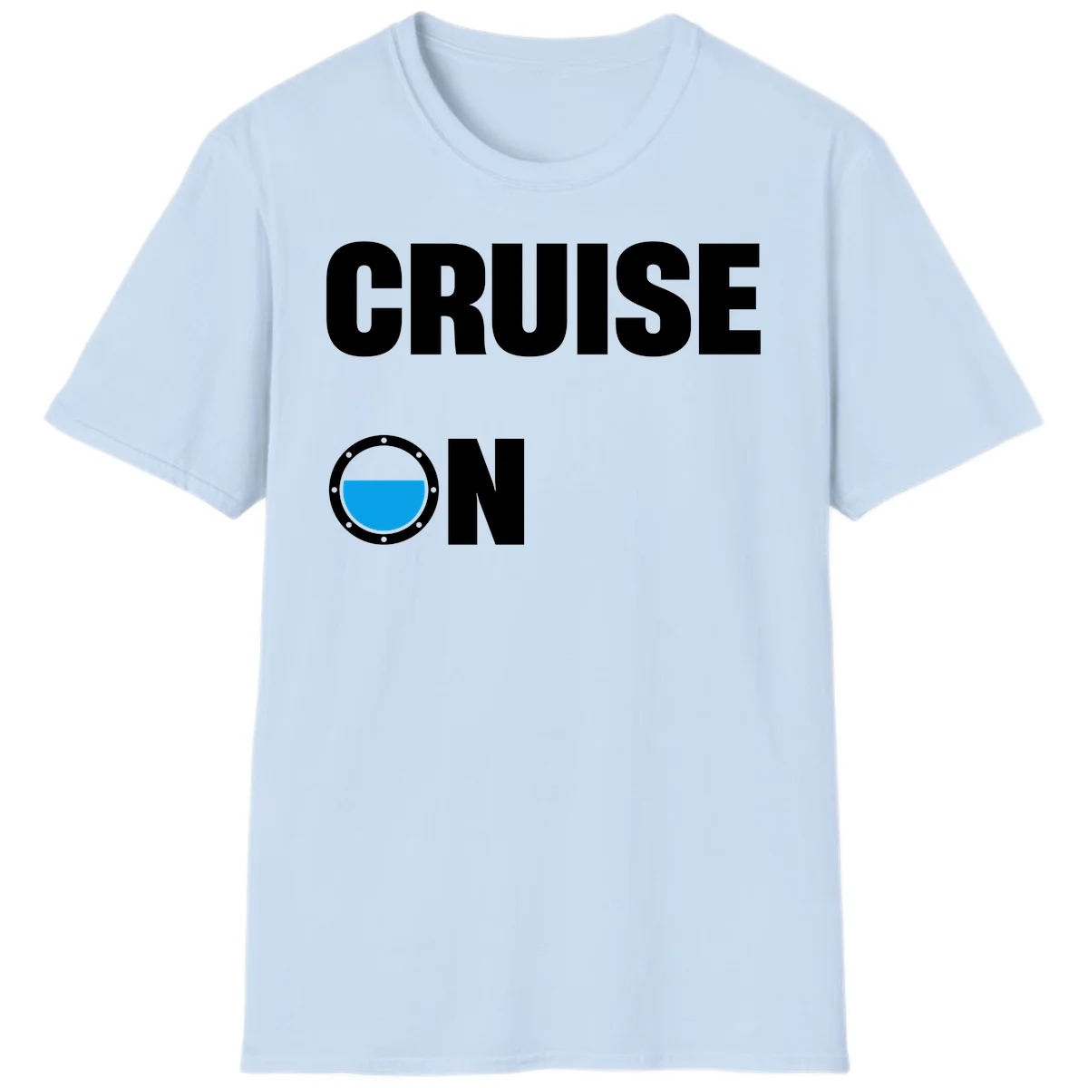 Cruise On Porthole T-Shirt in Light Blue