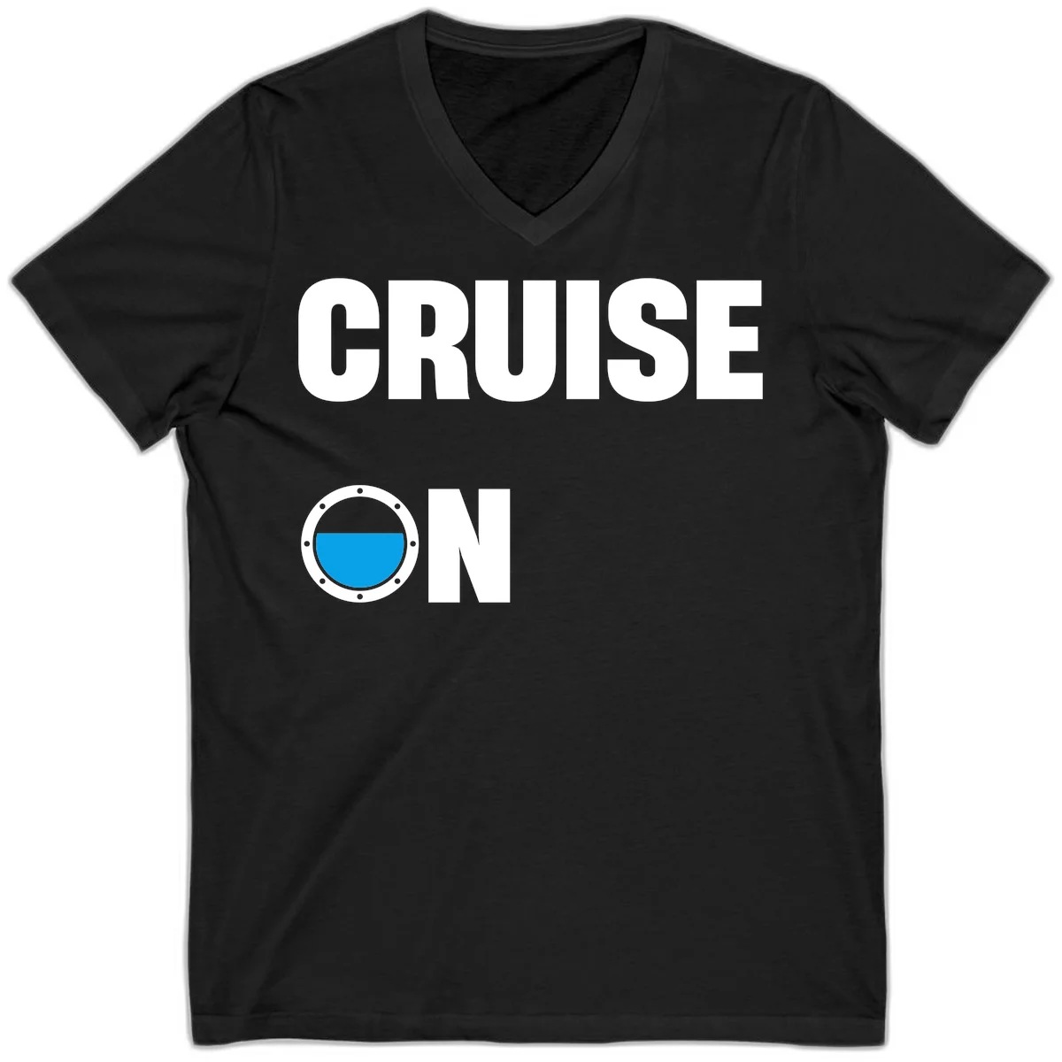 Cruise On Porthole V-Neck in Black