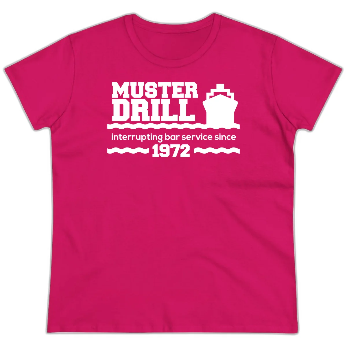 Muster Drill Interrupting Bar Service Since 1972 Ladies Tee in Heliconia