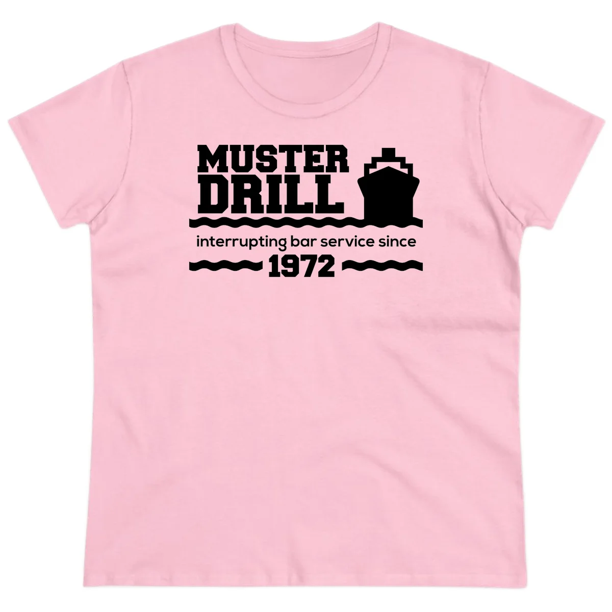 Muster Drill Interrupting Bar Service Since 1972 Ladies Tee in Light Pink