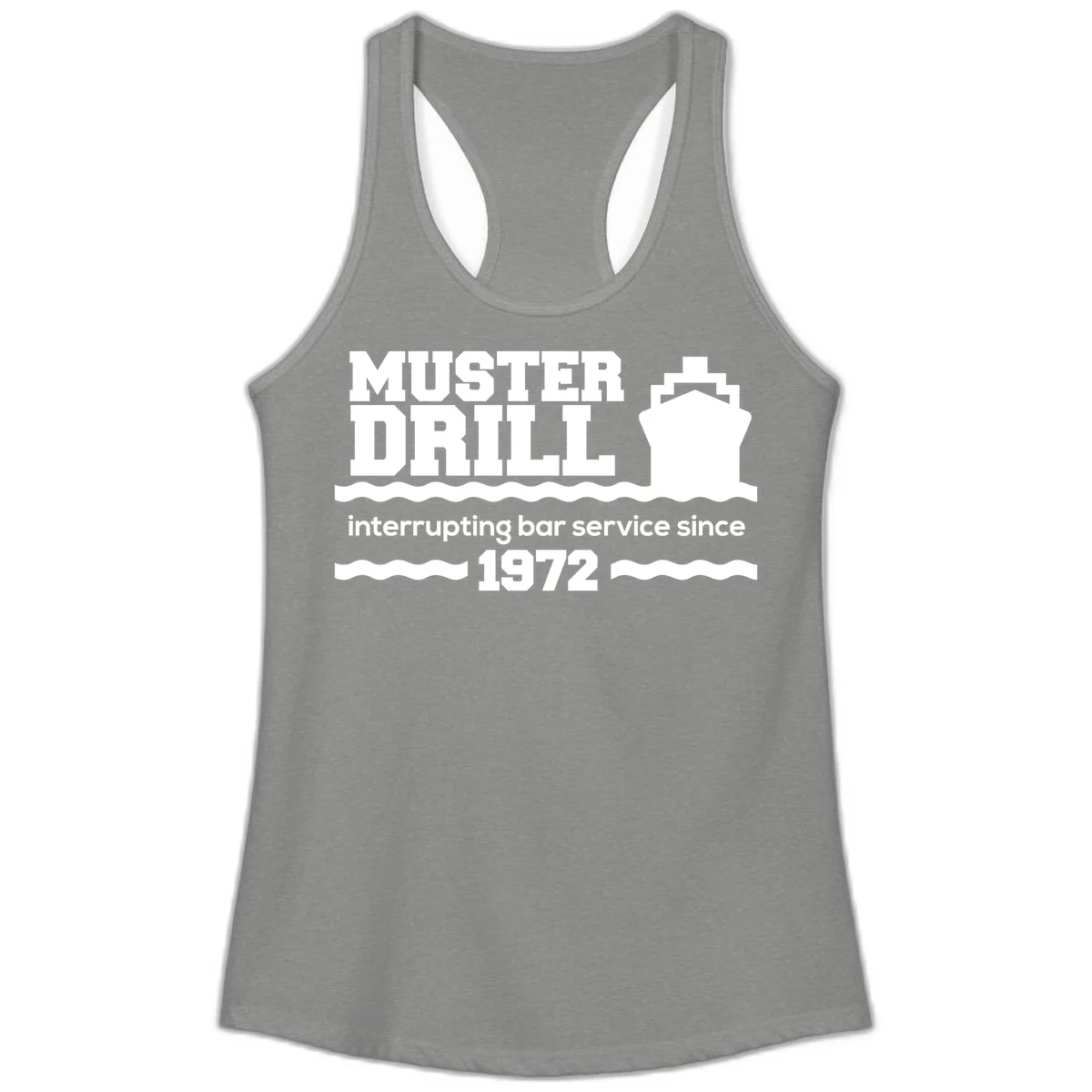 Muster Drill Interrupting Bar Service Since 1972 Ladies Tank in Heather Grey