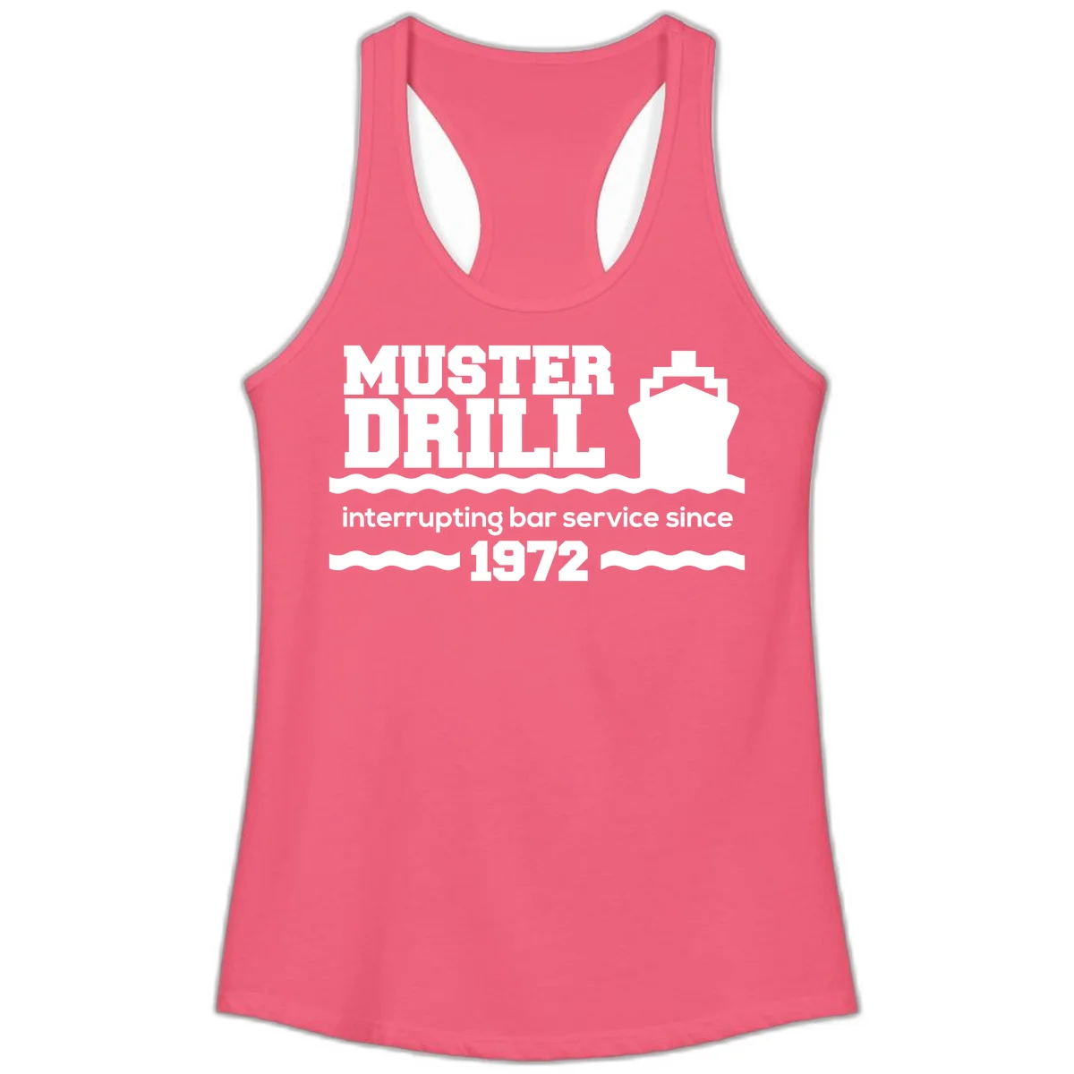 Muster Drill Interrupting Bar Service Since 1972 Ladies Tank in Hot Pink