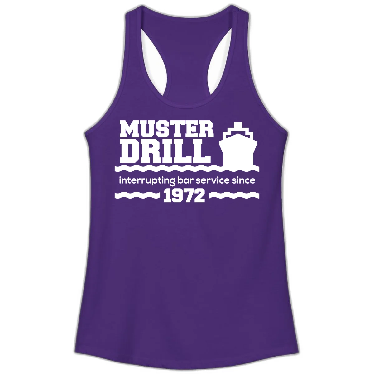 Muster Drill Interrupting Bar Service Since 1972 Ladies Tank in Solid Purple Rush