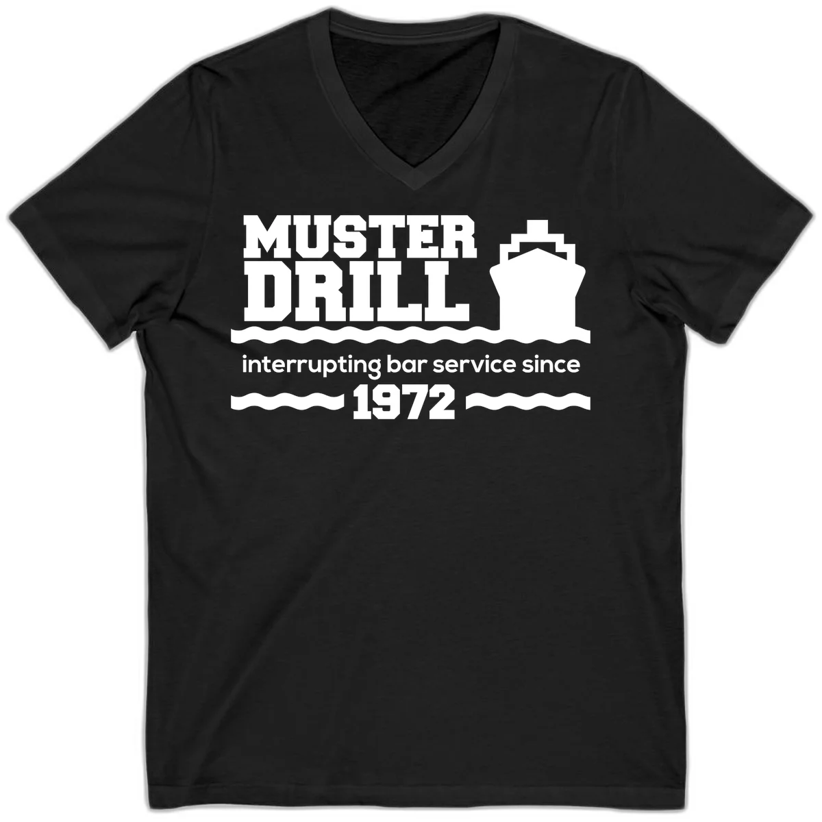 Muster Drill Interrupting Bar Service Since 1972 V-Neck in Black
