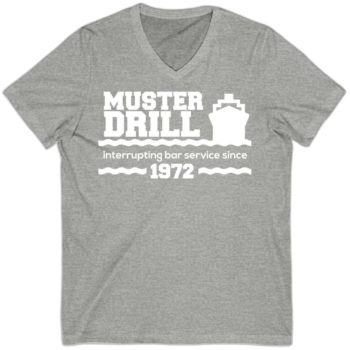 Muster Drill Interrupting Bar Service Since 1972 V-Neck in Athletic Heather