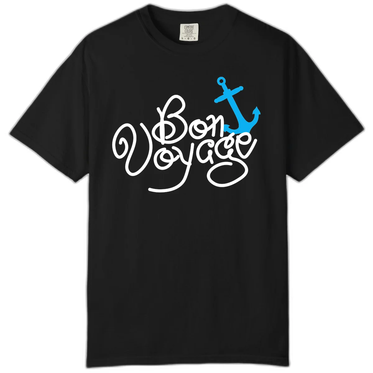 On Board Voyage Anchor Comfort Color T-Shirt in Black