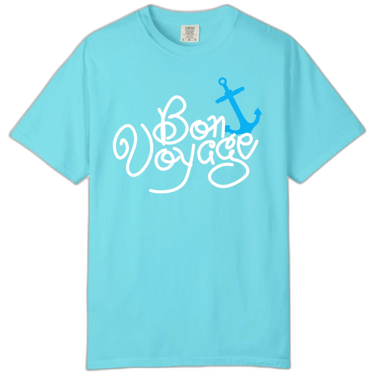 On Board Voyage Anchor Comfort Color T-Shirt in Lagoon Blue