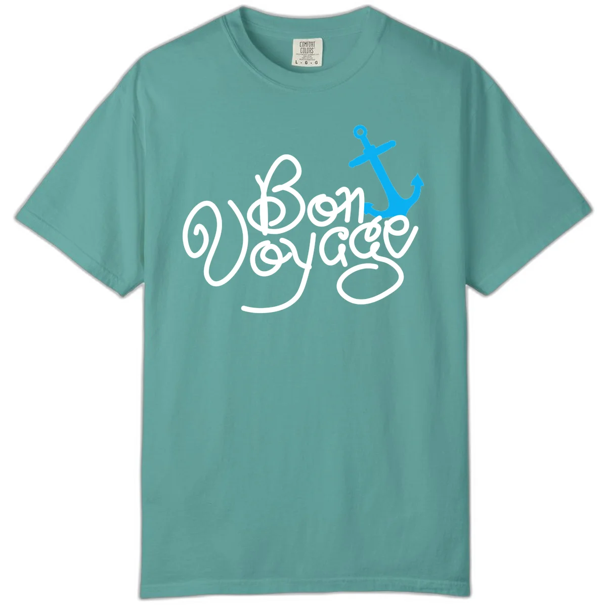 On Board Voyage Anchor Comfort Color T-Shirt in Seafoam