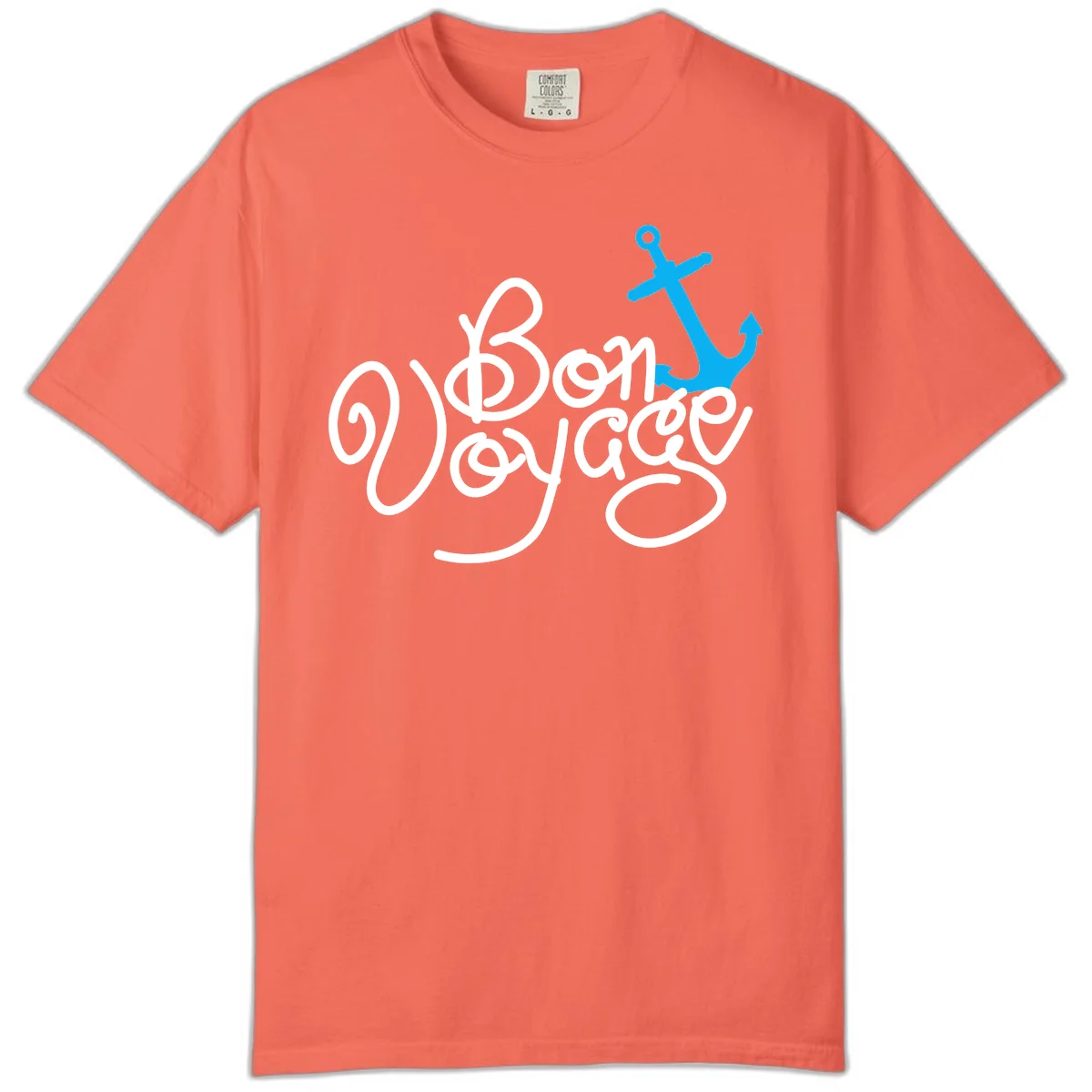 On Board Voyage Anchor Comfort Color T-Shirt in Bright Salmon