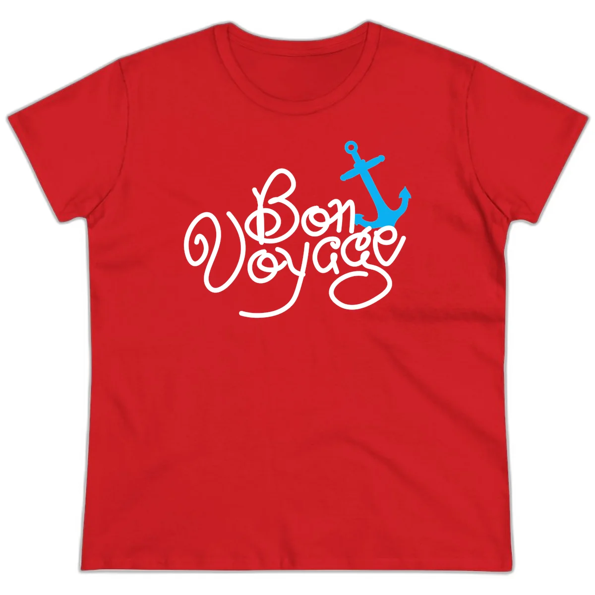 On Board Voyage Anchor Ladies Tee in Red