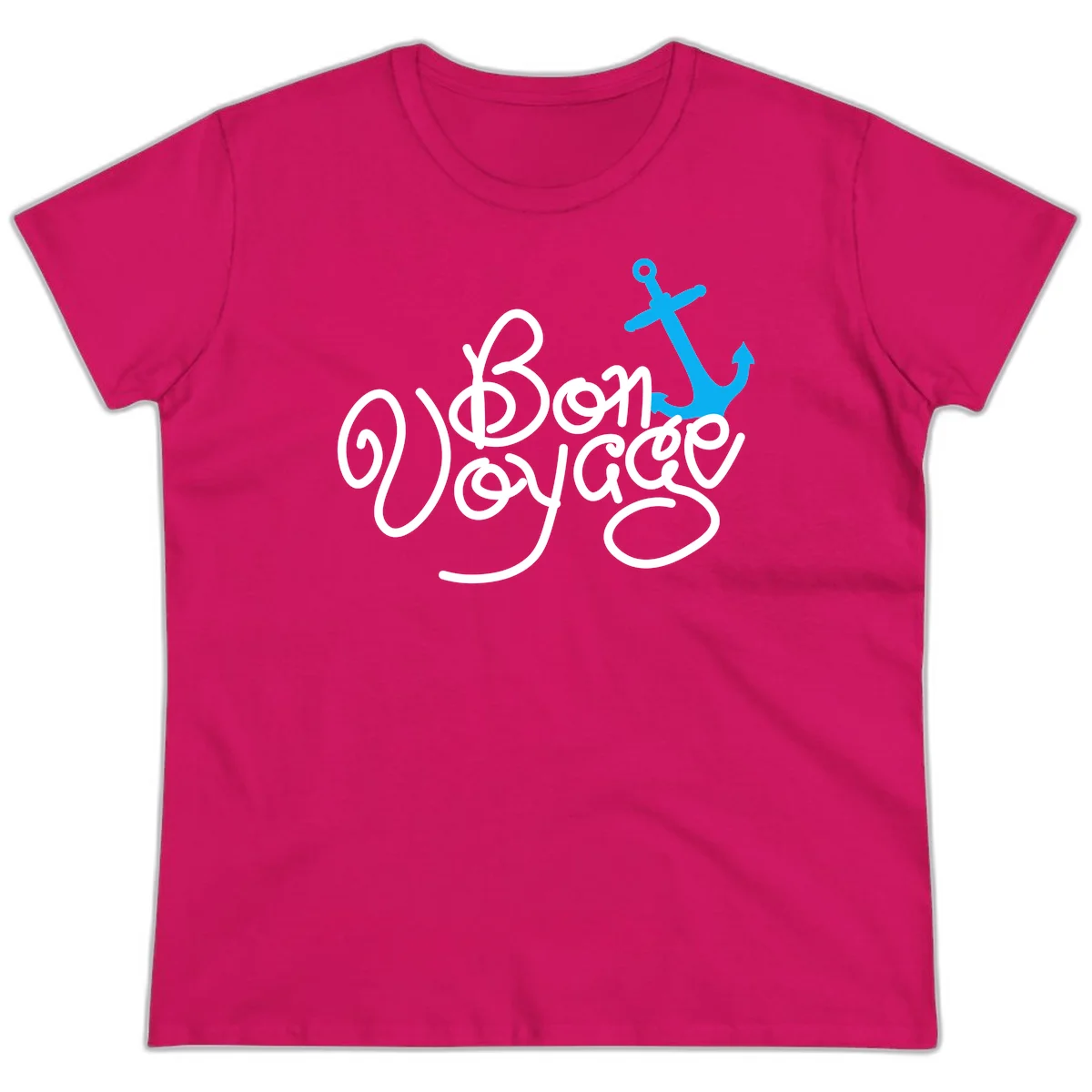 On Board Voyage Anchor Ladies Tee in Heliconia