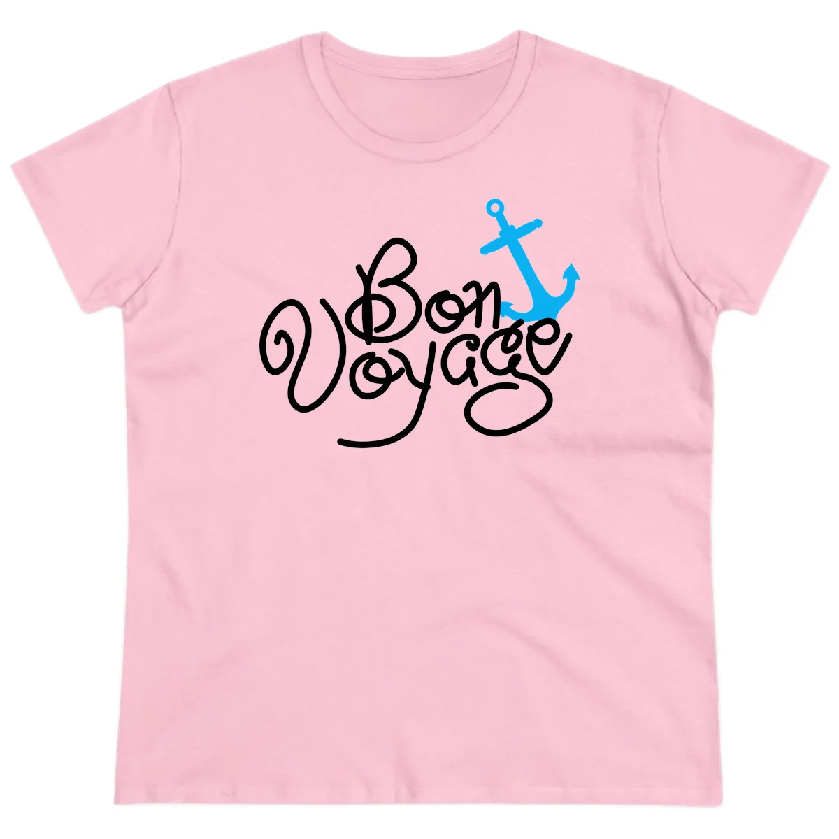 On Board Voyage Anchor Ladies Tee in Light Pink