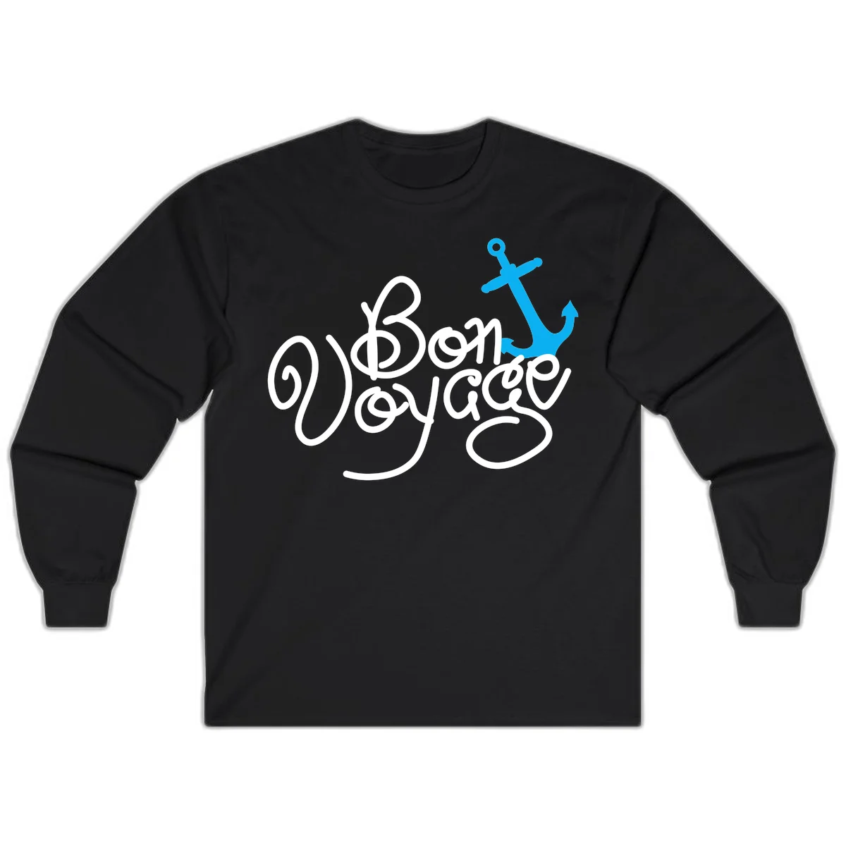 On Board Voyage Anchor Long Sleeve T-Shirt in Black