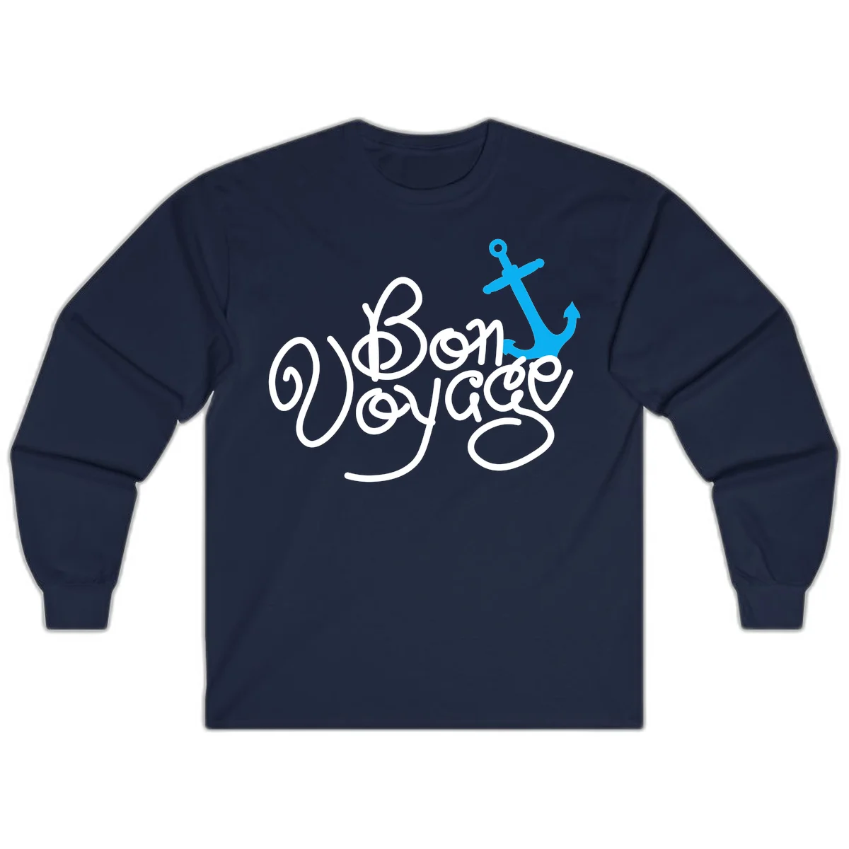 On Board Voyage Anchor Long Sleeve T-Shirt in Navy