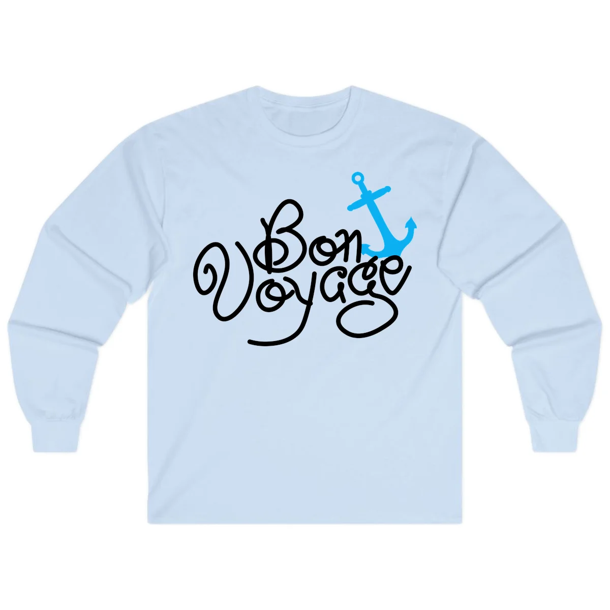 On Board Voyage Anchor Long Sleeve T-Shirt in Light Blue