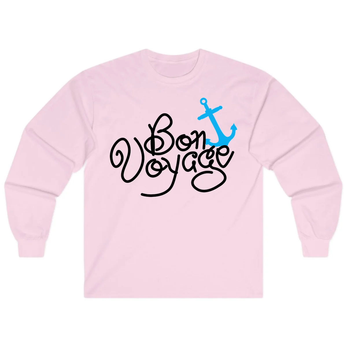 On Board Voyage Anchor Long Sleeve T-Shirt in Light Pink