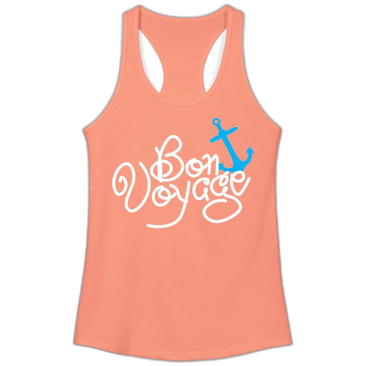 On Board Voyage Anchor Ladies Tank in Solid Light Orange