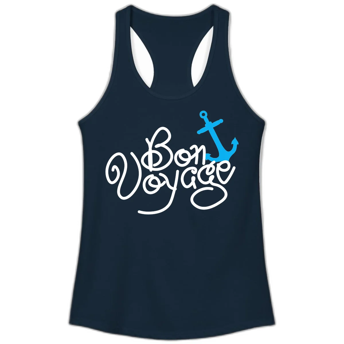 On Board Voyage Anchor Ladies Tank in Solid Midnight Navy