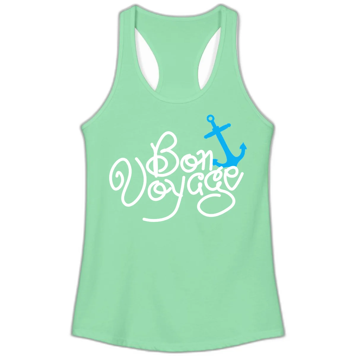 On Board Voyage Anchor Ladies Tank in Solid Mint