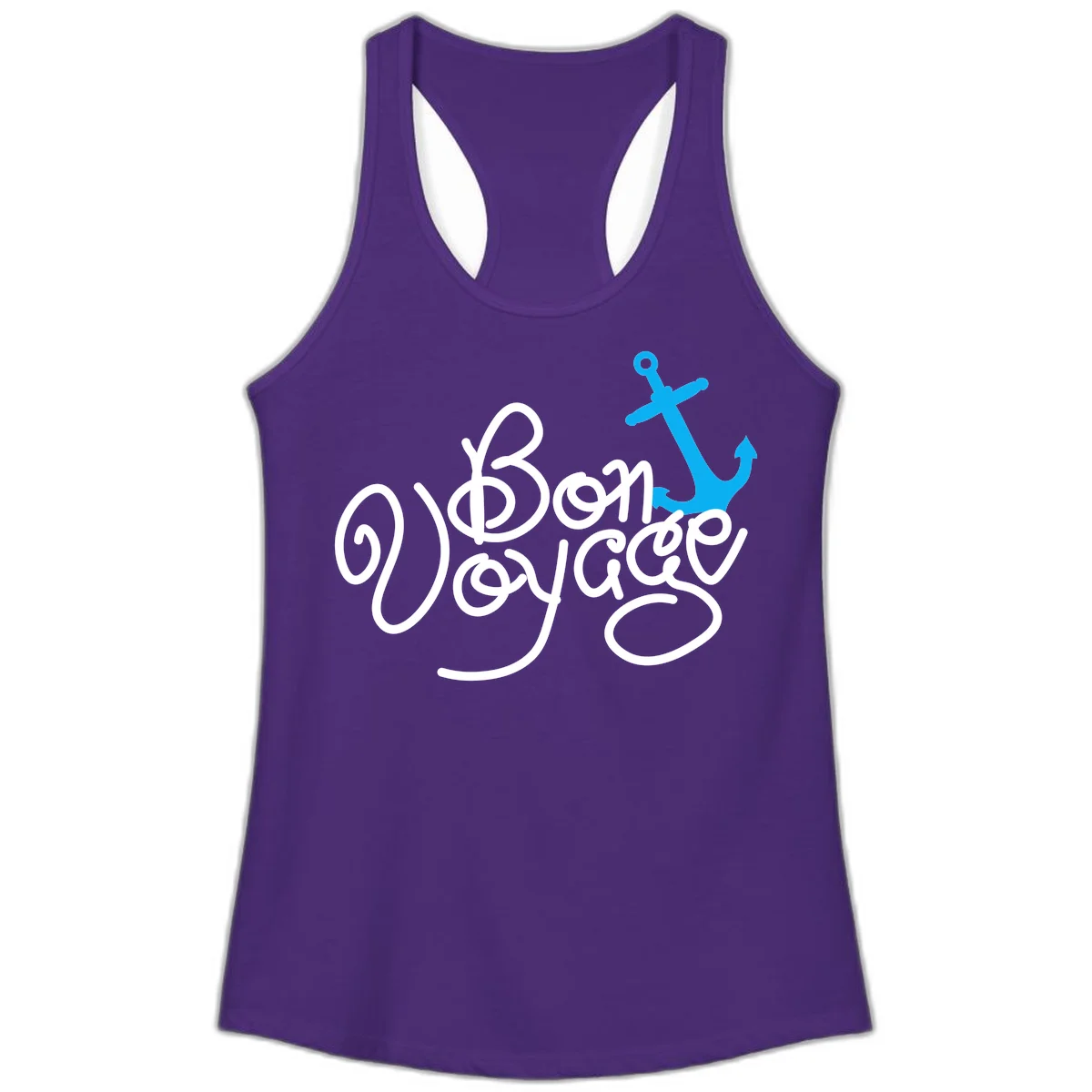 On Board Voyage Anchor Ladies Tank in Solid Purple Rush